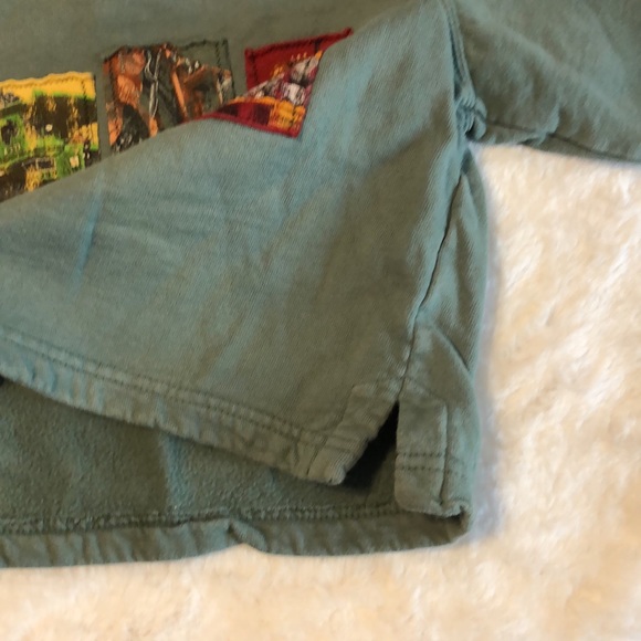 Vintage Made in the USA Distressed Green Pullover Sweatshirt with Big Trucks - Picture 5 of 16